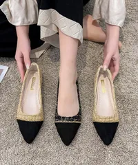 スエードパンプス ツイード風パンプス