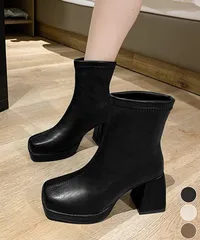 ショートブーツ レディース太ヒールブーツ SK20304238-6712