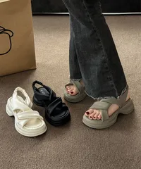 厚底サンダル レディース クロスベルト