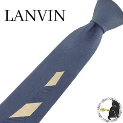 LANVIN ランバン ネクタイ ネイビー 濃紺 ライン ワンポイント 訳あり
