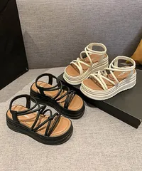 厚底 ストラップサンダル 美脚 夏靴