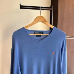 13594 - ポロ ラルフローレン スカイブルー Vネック ニット