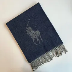 13069 - ポロ ラルフローレン BIGロゴ ウールマフラー (ラムウール 100%)