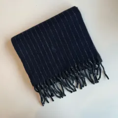 13073 - ポロラルフローレン ストライプ ウールマフラー (ラムズウール 100%)