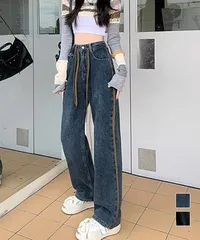 デニムパンツ 長ズボンハイウエスト美脚