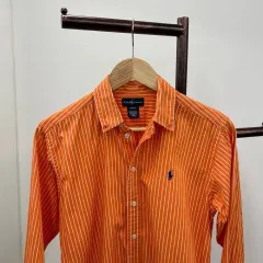 13875 - ポロラルフローレン オレンジ ストライプ シャツ