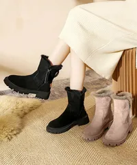 ファーブーツ 厚底 ショートブーツ 秋冬