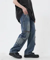 デニムカーゴパンツ ワイドジーンズ