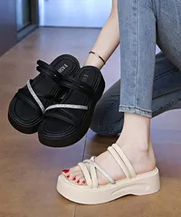 厚底サンダル クロスストラップ夏靴 軽量