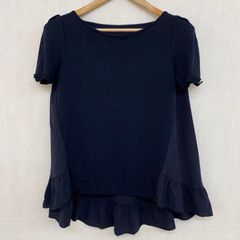 新品未使用 タグ付き ヘルノ ネイビー フリル付き半袖ブラウス Tシャツ