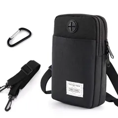 スマホポーチ スマホショルダー メンズ レディース 男女兼用 ユニセックス 斜め掛け お財布ポシェット ポーチ 縦型 携帯ショルダー アウトドア スポーツ ブラック