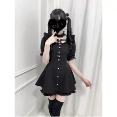 ネクラ量産型ネクライン ストラップ リーリボン ONE PIECE ハーフパンツ セット(2COLOR)