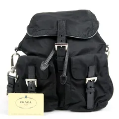 【美品】PRADA プラダ ナイロン リュック型 ショルダーパック ブラック ブランド鞄【TQ79】