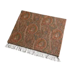 66l1 ETRO Home Collection エトロ ホームコレクション イタリア製 ひざ掛け ブランケット ペイズリー柄 織り模様 フリンジ マルチカラー ウール100%u02t