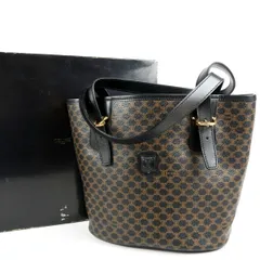【超美品】CELINE セリーヌ マカダム バケツ型 ハンド トートバッグ レザー ブランド 鞄【TQ51】