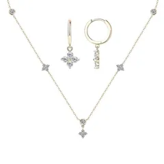 【新品】 [grandslamEX] シンプル ジルコニア ビジュー ゴールド ネックレス ピアス セット 3点セット レディース ピアス ブライダル 花嫁 アクセサリー ラインストーン キラキラ クリスタル 結婚式 学祭 発表会 誕生日 クリスマス 母の 0