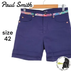 【美品】Paul Smith ポールスミス ハーフパンツ ネイビー 無地 チェック柄 42 XL 人気