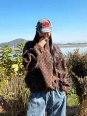 冬新作) ハート땡シープスキンハーフジップ (カジュアル、ボア、POINT、韓国国内生産、自社生産)