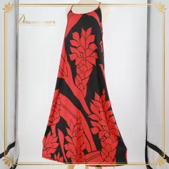 フラダンス 衣装 ワンピース ドレス Kuulei Hawaii レッド系 キャミソールワンピース ロングワンピース ツートーン 印象的 華やか 鮮やか かっこいい ハワイアン アロハ ハワイアンプリント キャミワンピ フラ ダンス レッスン 練習 ブラック系