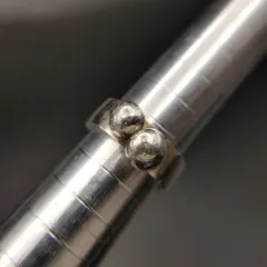 1999年 英国 ヴィンテージ ダブル メタルボール 装飾 925 シルバー バンド リング 銀 幅広 指輪 London ホールマーク Y22-V