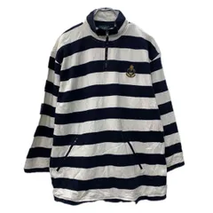 LAUREN RALPH LAUREN ロゴスウェット トレーナー M ネイビー ホワイト ローレン ラルフローレン ハーフジップ ボーダー 秋物 a711-6746