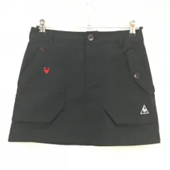 【超美品】ルコックゴルフ スカート 黒 ロゴ刺しゅう ストレッチ   レディース 9 ゴルフウェア le coq sportif
