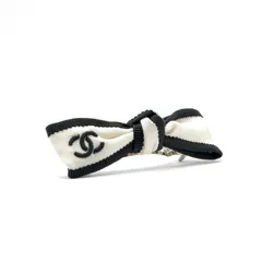 シャネル CHANEL ヘアアクセサリー アイボリー ブラック ココマーク リボン バレッタ ヘアクリップ