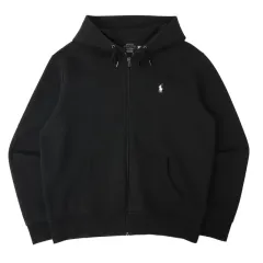 ポロラルフローレン ブラック コットン フードジップアップ