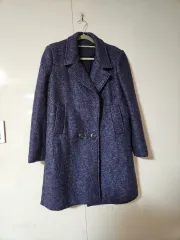 ネイビー パープル톤 ハイクオリティ ウール ダブル コート