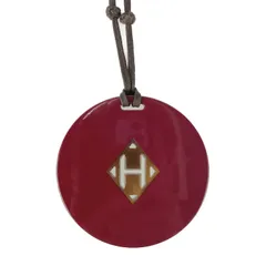 美品 HERMES エルメス ネックレス Hロゴ - ボルドー系 ブラウン系