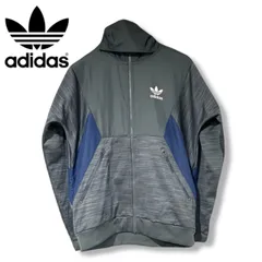 adidas アディダス M グレー トレフォイル ジップアップパーカー スウェットジャケット BR1734