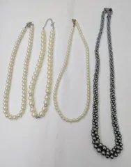 N 最終値下げ中【パールまとめ売り】 ネックレス ロングネックレス シルバーカラー パール 真珠 アクセサリー 小物