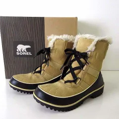 ソレル SOREL TIVOLI2 ティボリ2 ブーツ ムートン スノーブーツ NL2089-373 ウォータプルーフ 24.0cm ベージュ 黒 UK 5 くつ 靴 シューズ 美品