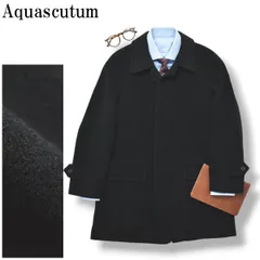 英国製 アクアスキュータム Aquascutum カシミヤ ウール ハーフ ステンカラーコート バルマカーンコート オーバーコート ビジネス カジュアル トラッド 38 ブラック メンズ