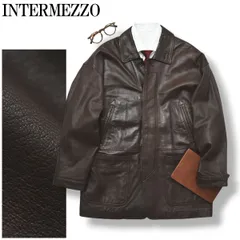 【上質】 インターメッツォ INTERMEZZO ダーバン DURBAN シープスキンレザー 羊革 ハーフ ステンカラーコート バルマカーンコート オーバーコート M ブラウン メンズ