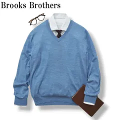 【美品】 【高級】 ブルックスブラザーズ Brooks Brothers SAXXON RESERVE WOOL Vネック ウール セーター トップス カジュアル ビジネス トラッド M サックスブルー メンズ