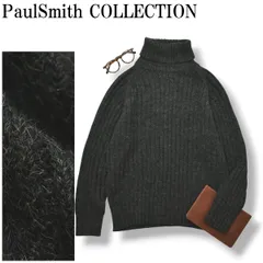 ポールスミス コレクション PaulSmith COLLECTION タートルネック アルパカ ウール リブニット セーター 畦編み L グレー メンズ