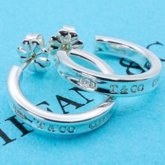 極美品 ティファニー 1837 ナロー フープ ピアス スモール/25-2359