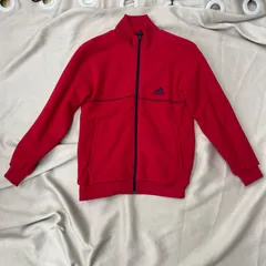 adidas アディダス　リバーシブル　アウター　フルジップ　フリースジャケット　赤　レッド　黒　ブラック　中国製　キッズ　150cm