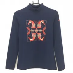 【新品】キャロウェイ 長袖ハイネックシャツ ネイビー×レッド×ベージュ フロントロゴプリント  レディース M ゴルフウェア Callaway