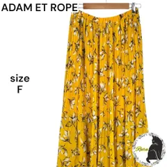 【美品】Adam et Rope' アダムエロペ プリーツロングスカート ひざ下シアー 花柄 イエロー F