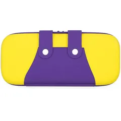 【チプ様用】 オーバーオール風 ポーチパープル×イエロー＆ガラスフィルム簡単2ステップ　ブルーライトカット