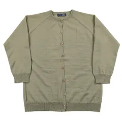 00’s NIMES ニーム  7分袖ウールクルーネックカーディガンニット フリーサイズ ライトグレイシュグリーン（ジャンク商品）