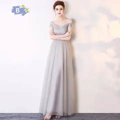 ★M グレー ドレス ロングドレス パーティードレス ワンピース ロング丈 ブライズメイド ドレス 花嫁 結婚式 発表会 演奏会 二次会 ドレス 上品 20代 30代 40代 お呼ばれ dd117l2