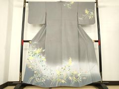 平和屋着物▽訪問着　単衣　友禅　草花文　暈し染め　正絹　逸品　AABD9929ck 平和屋着物▽訪問着 単衣 友禅 草花文 暈し染め 正絹 逸品 AABD9929ck