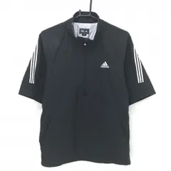 アディダス 半袖ブルゾン 黒×白 ハーフジップ 3ライン 裏地付 裾ドローコード  メンズ M/M ゴルフウェア adidas