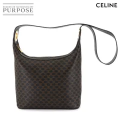 美品 セリーヌ CELINE マカダム ワンショルダー バッグ PVC レザー ブラック ブラウン ゴールド 金具 ヴィンテージ 90301217