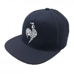 【美品】ルコックゴルフ フラットキャップ ネイビー×白 つば裏英字総柄 F(57-59cm)  ゴルフウェア 2023年モデル le coq sportif