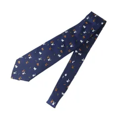 SONIA RYKIEL ソニア リキエル ネクタイ 兎柄 シルク100% ネイビー 大剣幅9cm NT Aランクのサムネイル
