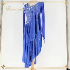 社交ダンス 衣装 ラテン ドレス ワンピース ラテンドレス 青 ブルー系 フリンジ デモ 競技 ダンス パーティ 発表会 おしゃれ デザイン 揺れる デモ用 競技衣装 発表会衣装 ステージ衣装 ラテンダンス ダンスウェア 競技用衣装 パーティードレス